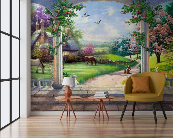 u09760pig3 600x480 - Maľba krajiny s koňom a domom - tegory