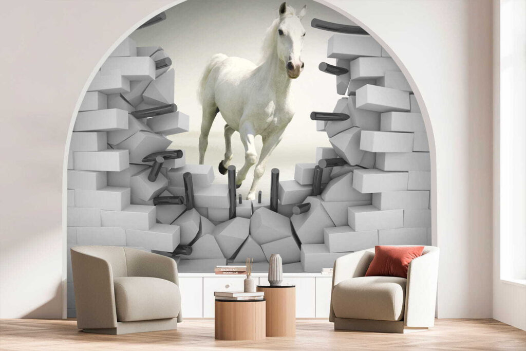Horse running through a wall