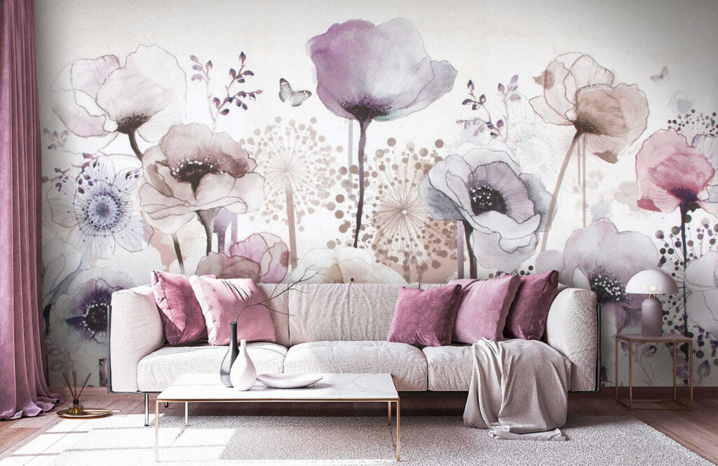 Painting of flowers and butterflies