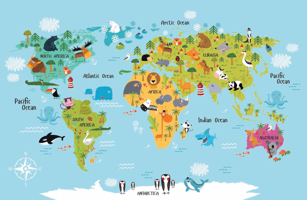Mapa sveta so zvieratami Mapa sveta so zvieratami