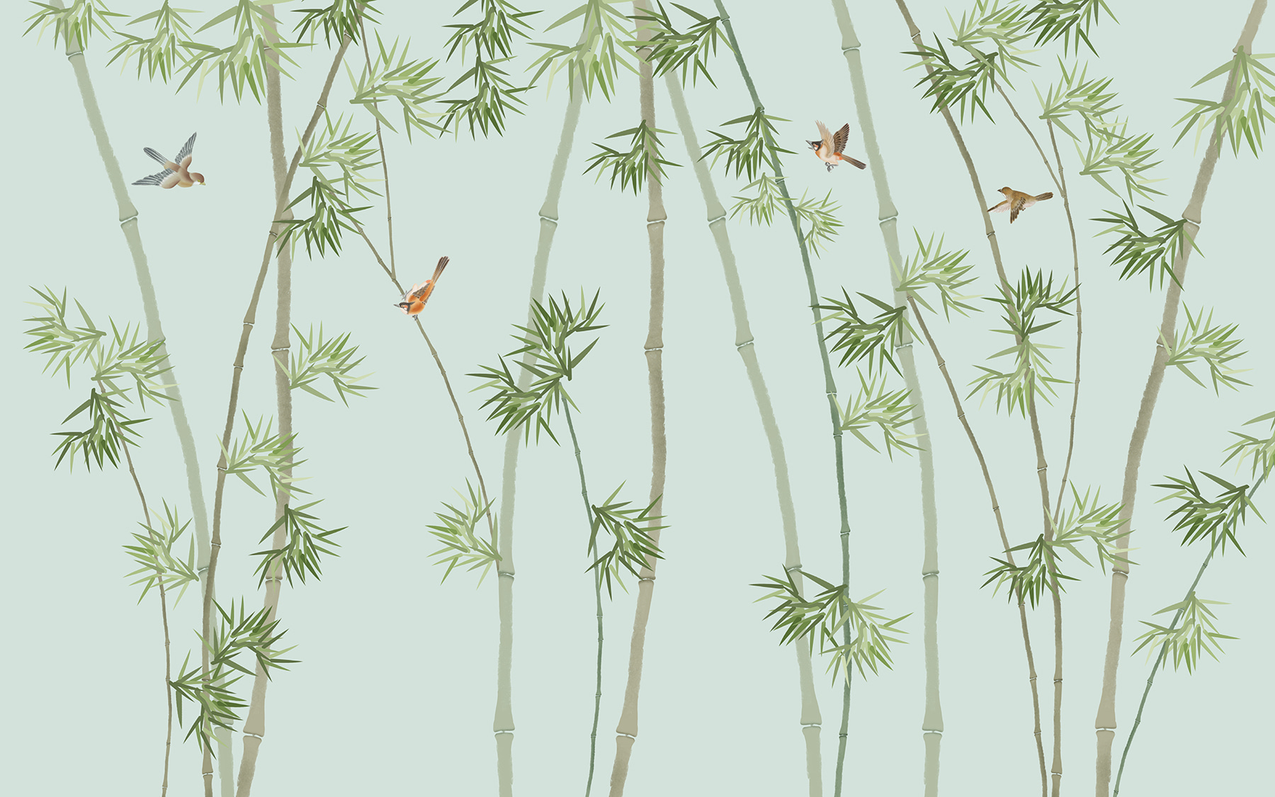 u16931p - Tapety s bambusovými vetvami a vtákmi - tegory