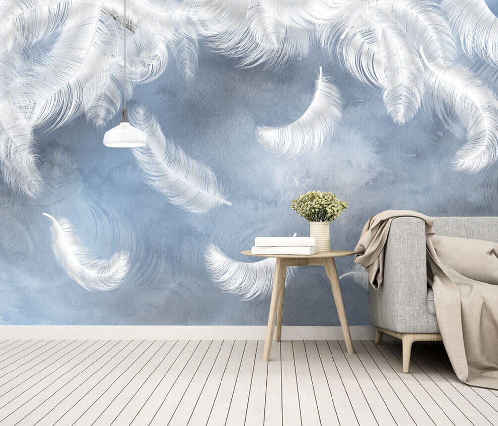 Biele perie na modrom pozadí u23747pig3m - Biele perie na modrom pozadí - tegory