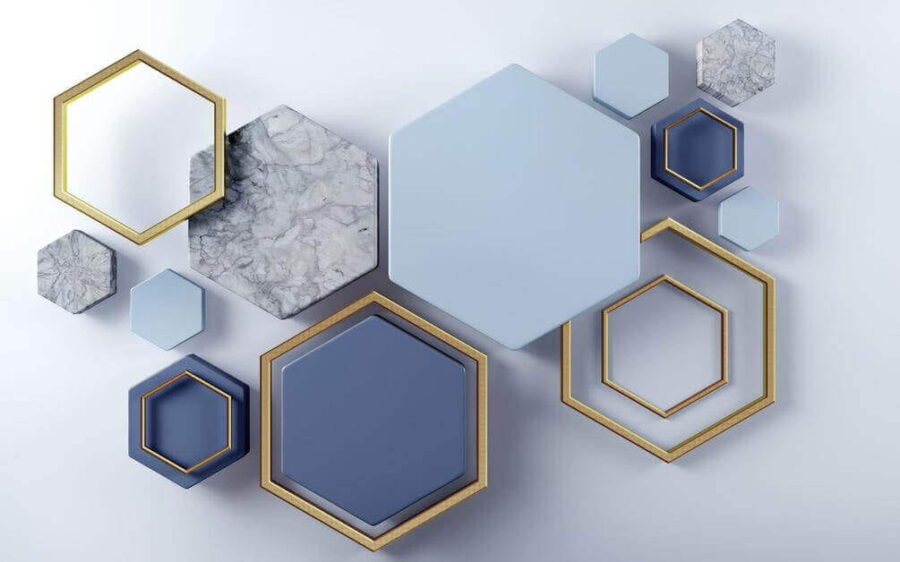 Dynamické geometrické tvary na displeji.