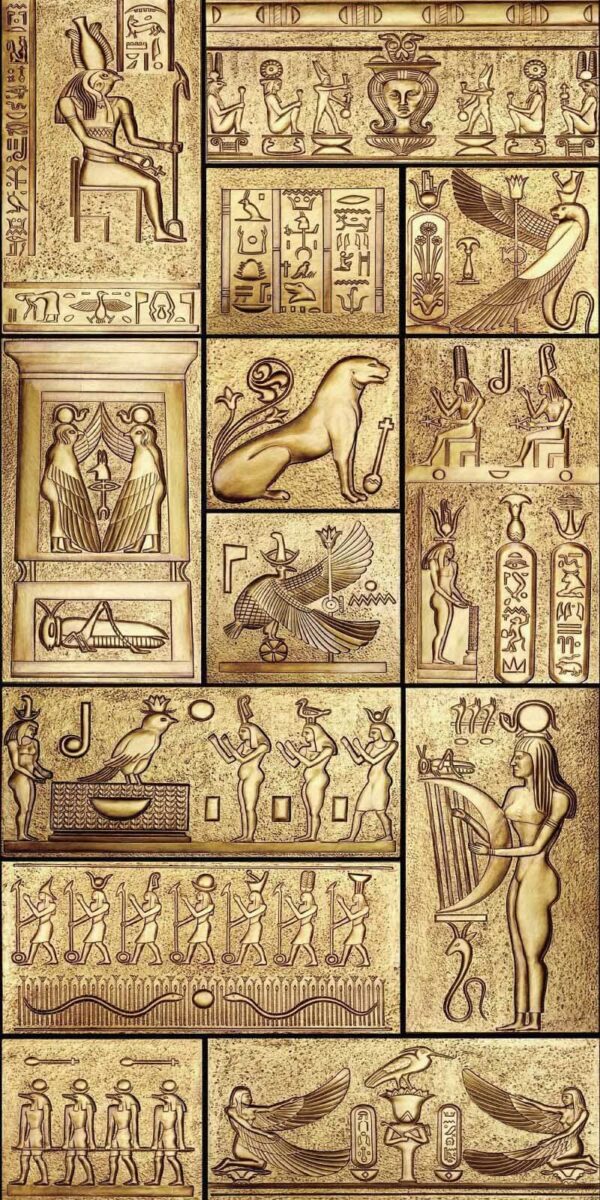 Koláž starovekých egyptských symbolov Koláž starovekých egyptských symbolov