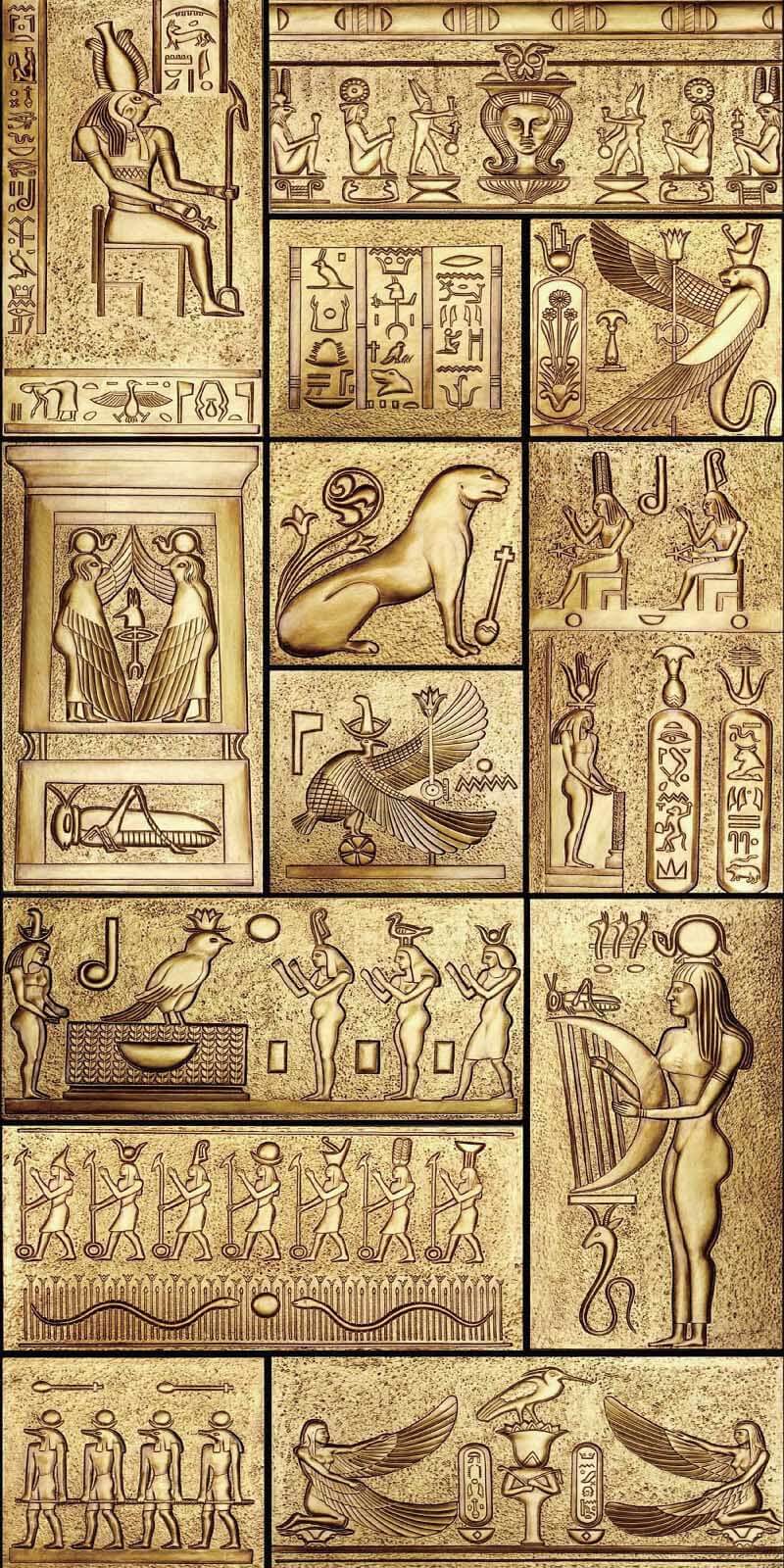 Koláž starovekých egyptských symbolov Koláž starovekých egyptských symbolov