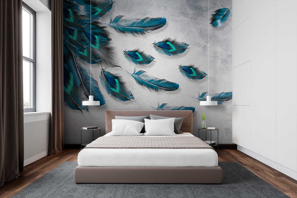 Group of blue feathers