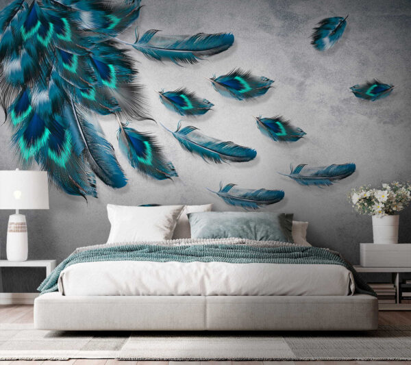 Group of blue feathers