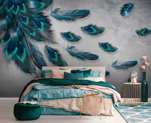 Group of blue feathers