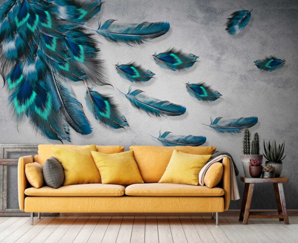 Group of blue feathers