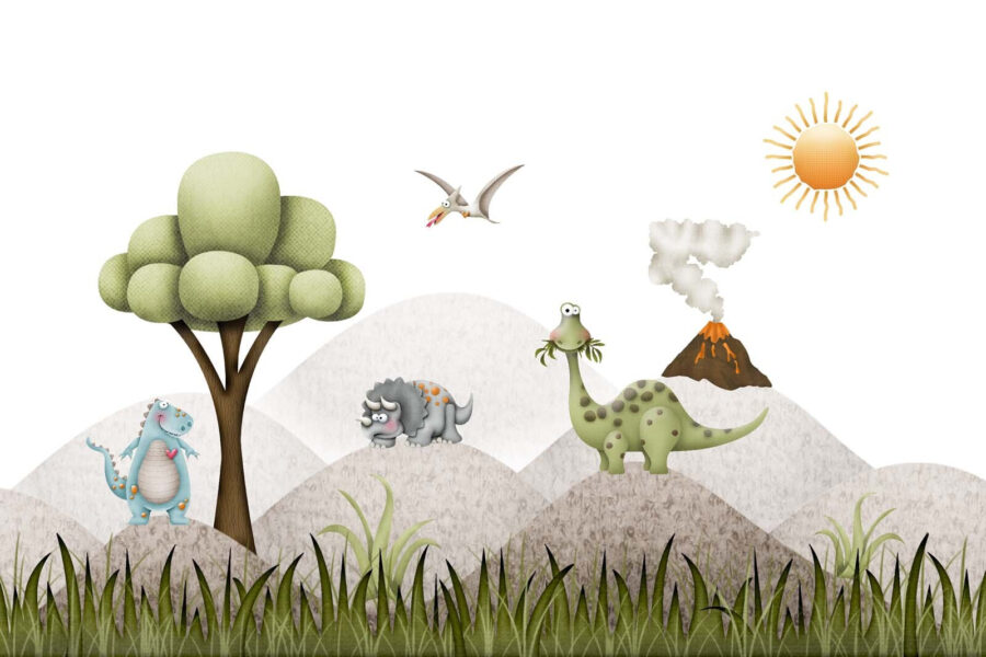 Kreslené dinosaury v krajine