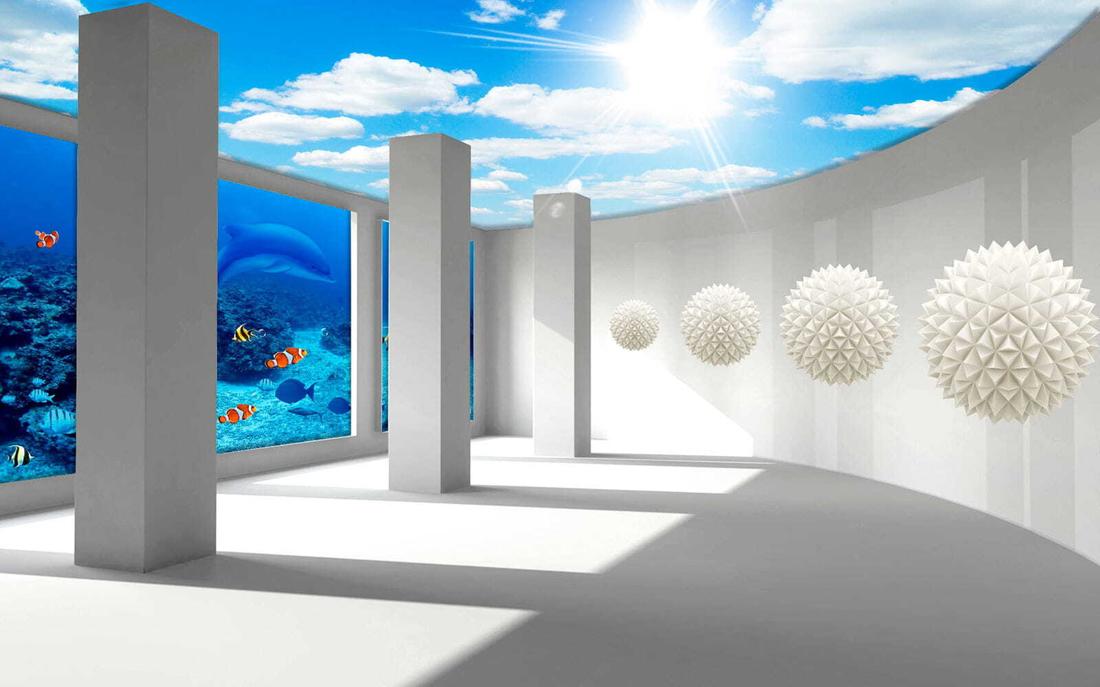 Miestnosť so stĺpmi a rybami a rybami u31923p - Miestnosť so stĺpmi a rybami a rybami - tegory