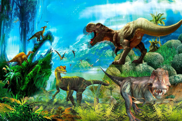 Skupina dinosaurov v lese Skupina dinosaurov v lese