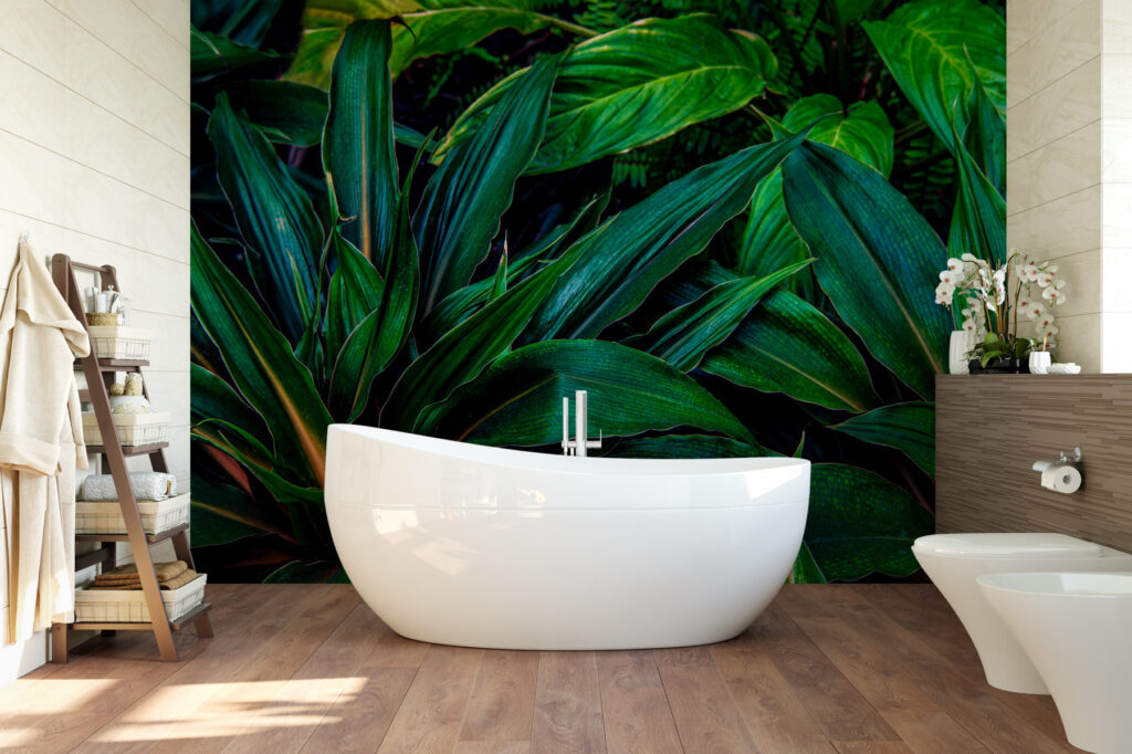 Lush tropical leaves in vibrant green Lush tropical leaves in vibrant green