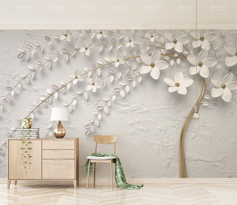 Elegant White Floral Wall Artistry