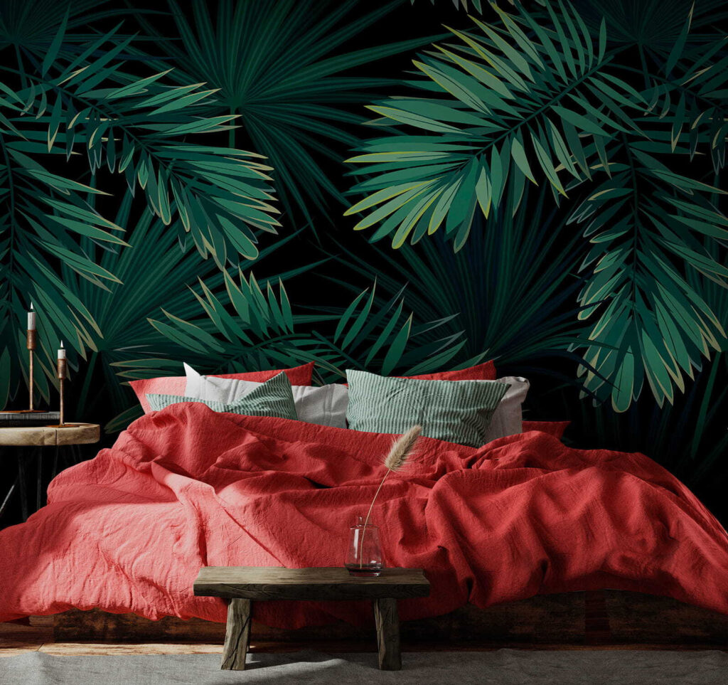 Tropical leaves on a dark background Tropical leaves on a dark background