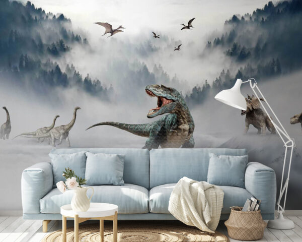 Skupina dinosaurov na snehu Skupina dinosaurov na snehu