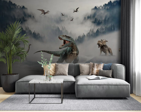 Skupina dinosaurov na snehu Skupina dinosaurov na snehu