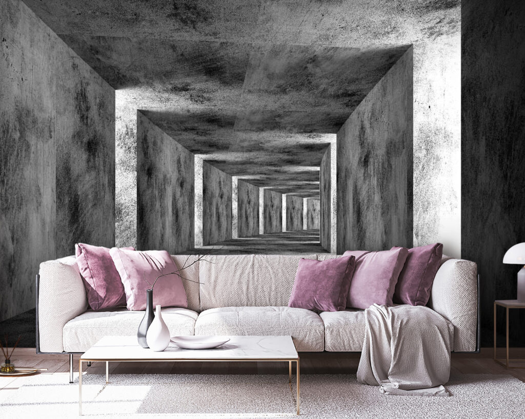 Room with concrete walls and a square ceiling Room with concrete walls and a square ceiling