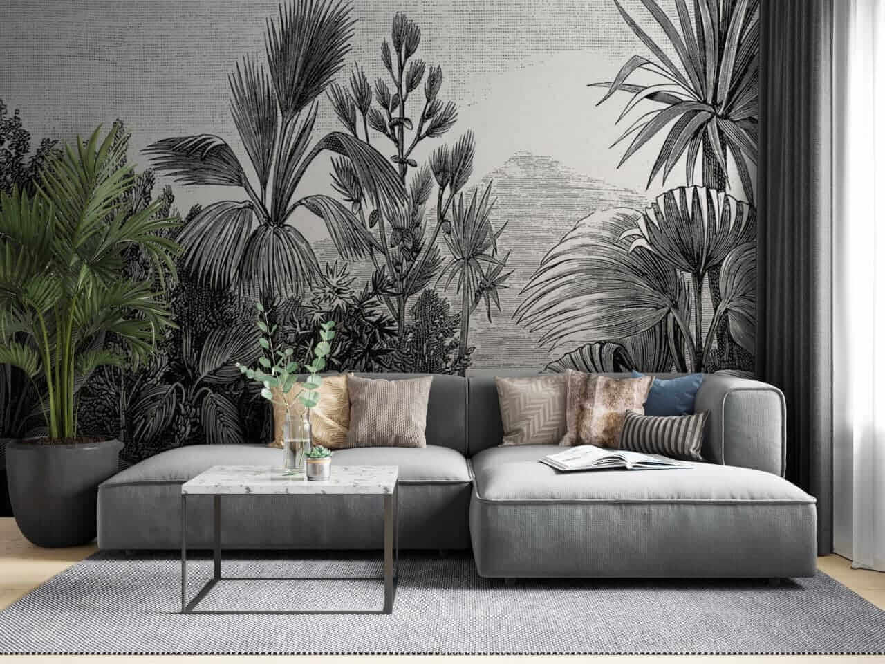 u52597pig2m - Čiernobiela kresba tropického lesa - tegory