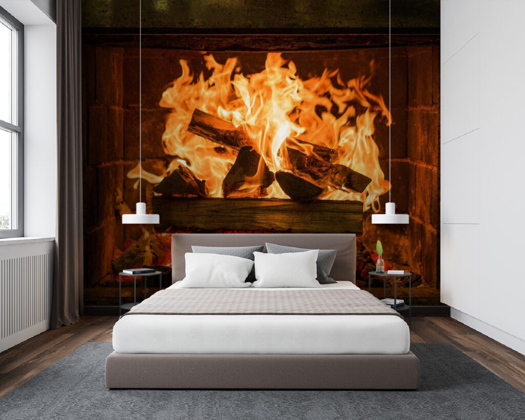 Fire in a fireplace Fire in a fireplace