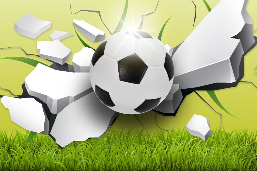 Futbalová lopta prerážajúca stenu Futbalová lopta prerážajúca stenu