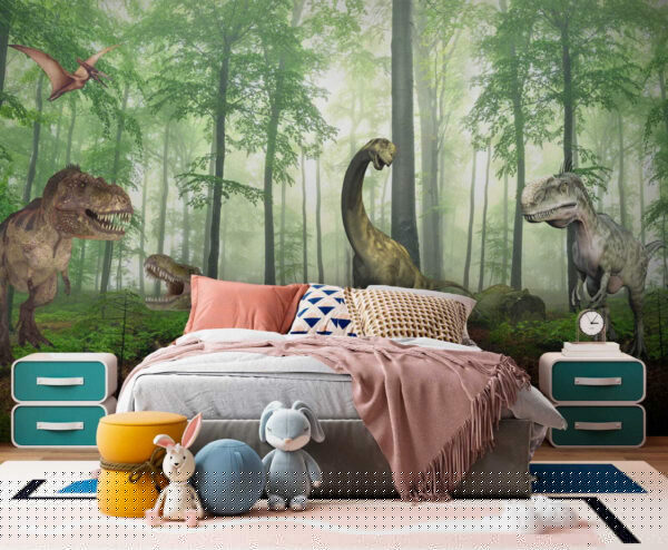 Skupina dinosaurov v lese Skupina dinosaurov v lese