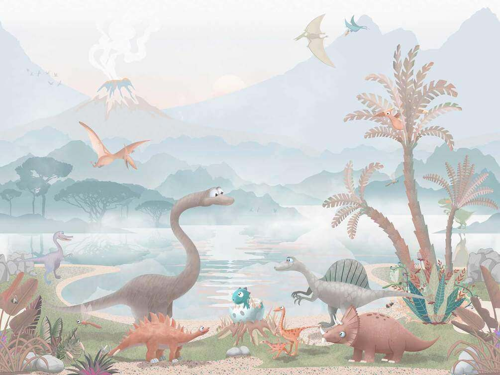 u60040v2p - Skupina dinosaurov pri jazere - tegory