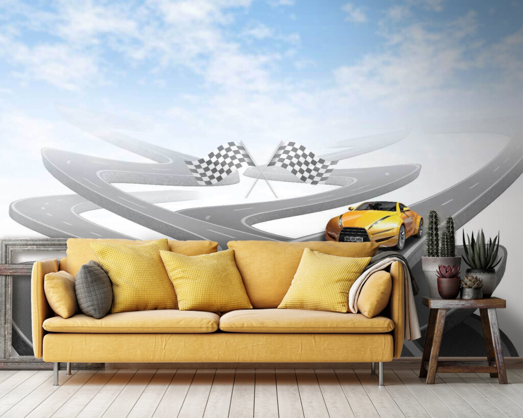 Two cars on a winding road