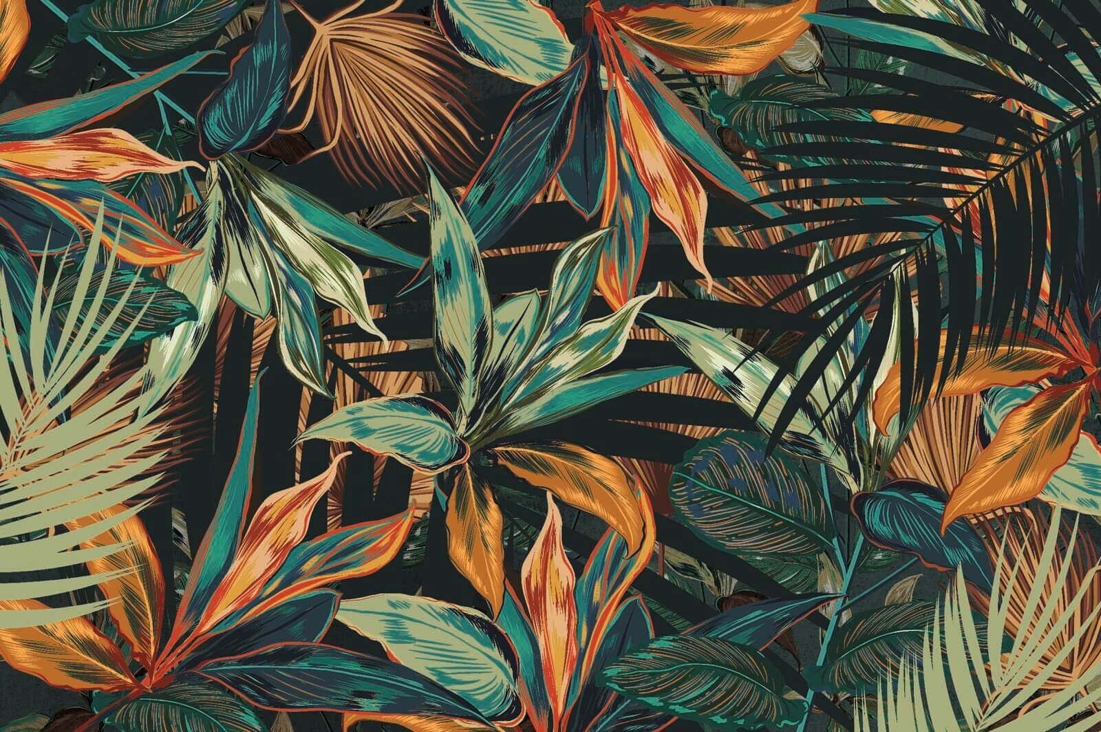 u60215p - Farebné listy na čiernom pozadí - tegory