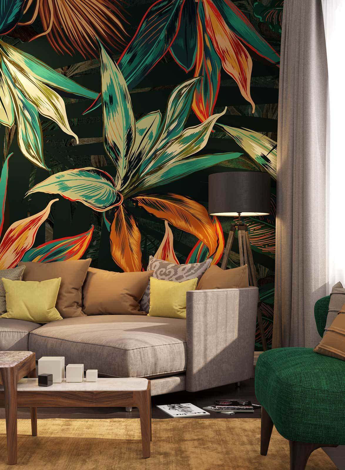 u60215pig1m - Farebné listy na čiernom pozadí - tegory