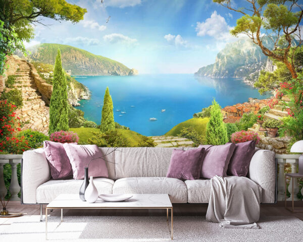 Balkón s výhľadom na jazero a stromy Balkón s výhľadom na jazero a stromy