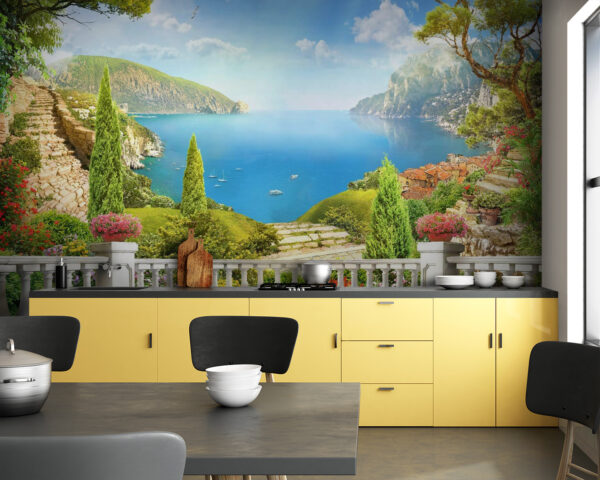 Balkón s výhľadom na jazero a stromy Balkón s výhľadom na jazero a stromy