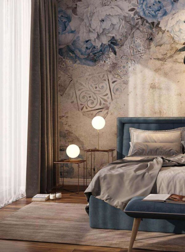 Jemné kvety na textúrovanom pozadí. Fototapety Jemné kvety na textúrovanom pozadí.