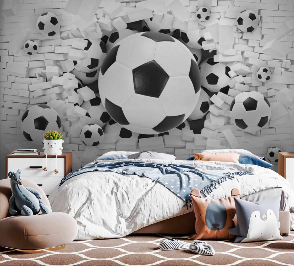 Group of football balls in a pile of bricks Group of football balls in a pile of bricks