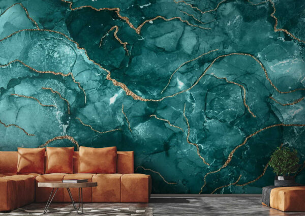 Elegantný dizajn v teal farbe a s teplými akcentmi. Elegantný dizajn v teal farbe a s teplými akcentmi.
