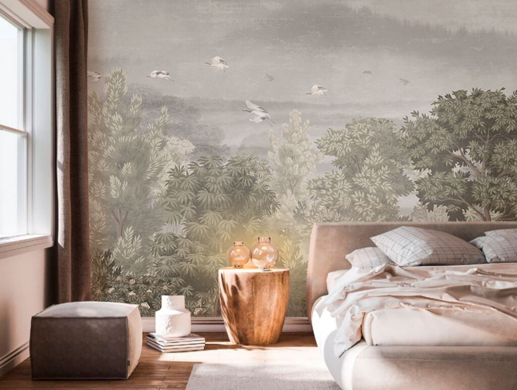 Birds flying over trees Birds flying over trees