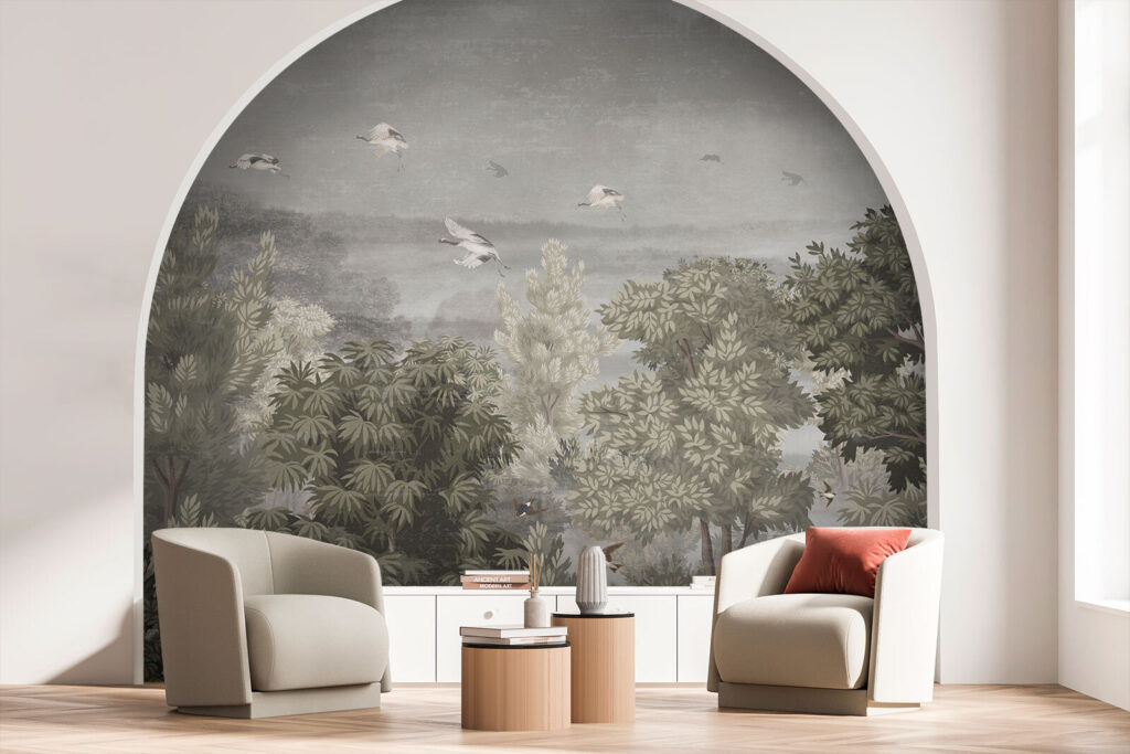 Birds flying over trees Birds flying over trees