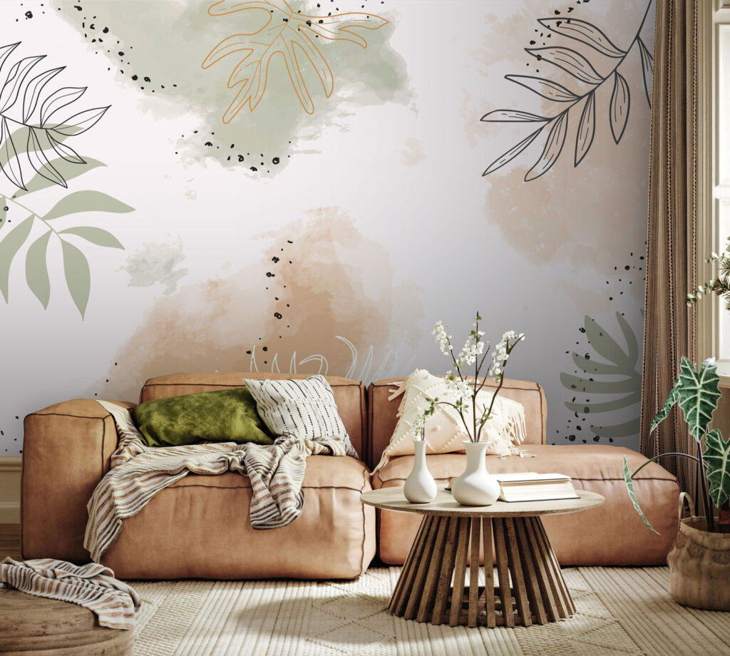 Abstract leaves with soft watercolor tones Abstract leaves with soft watercolor tones