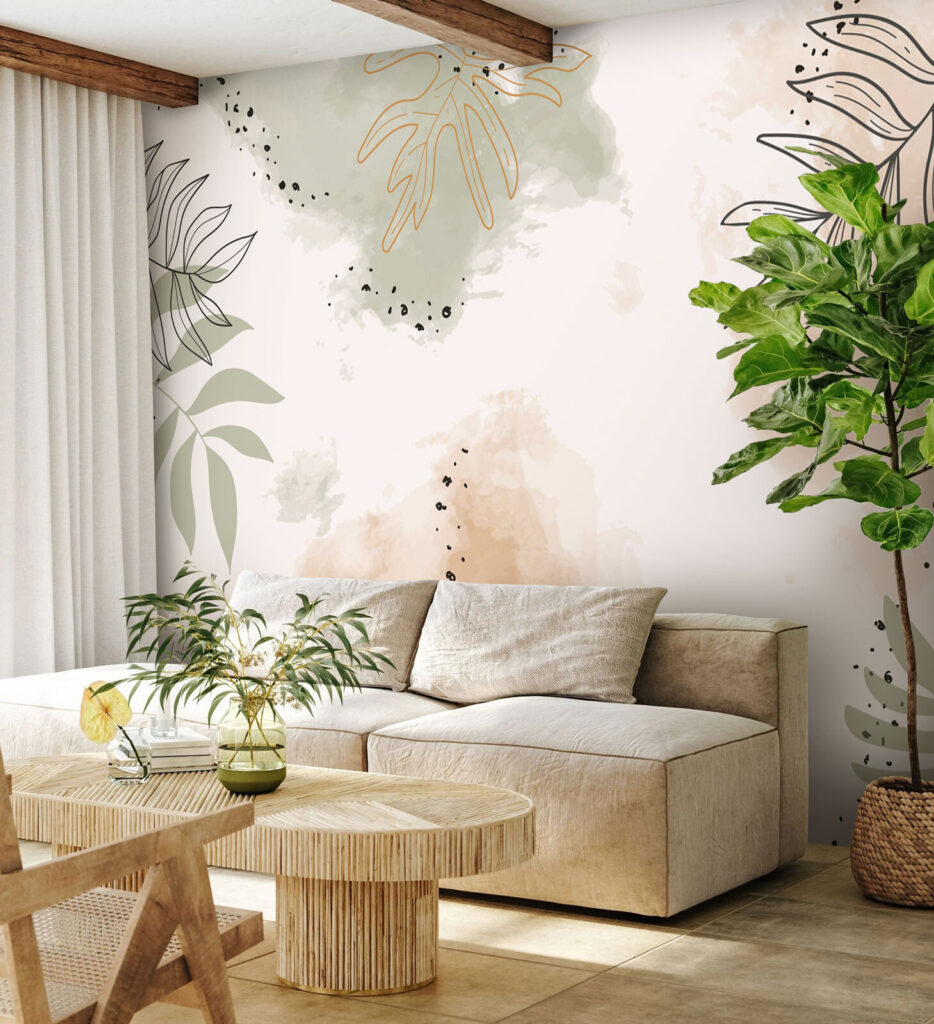 Abstract leaves with soft watercolor tones Abstract leaves with soft watercolor tones