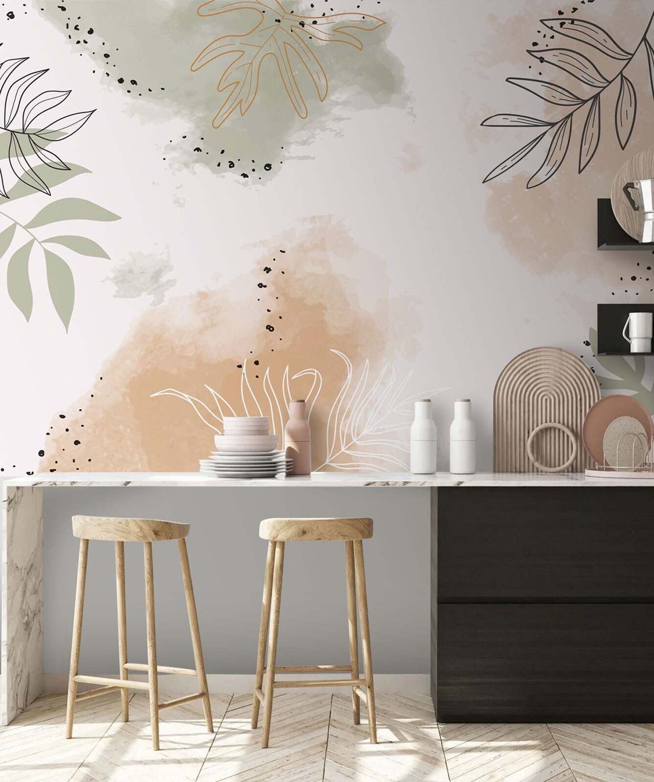 Abstract leaves with soft watercolor tones Abstract leaves with soft watercolor tones