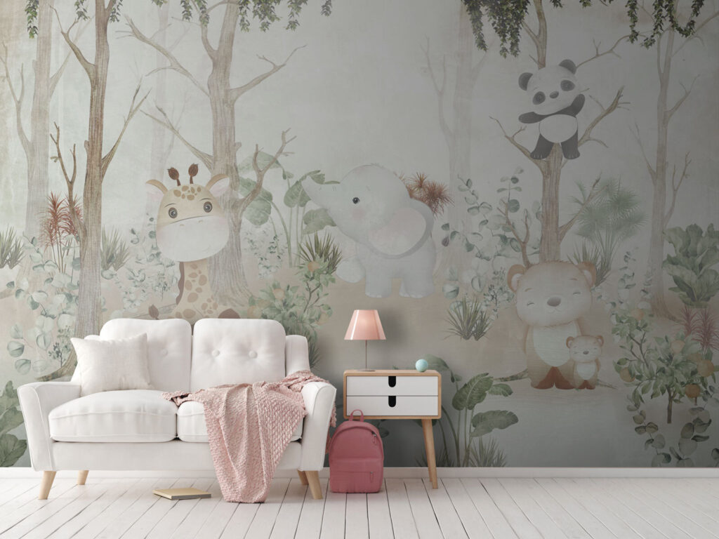 Wallpaper with animals in the forest Wallpaper with animals in the forest