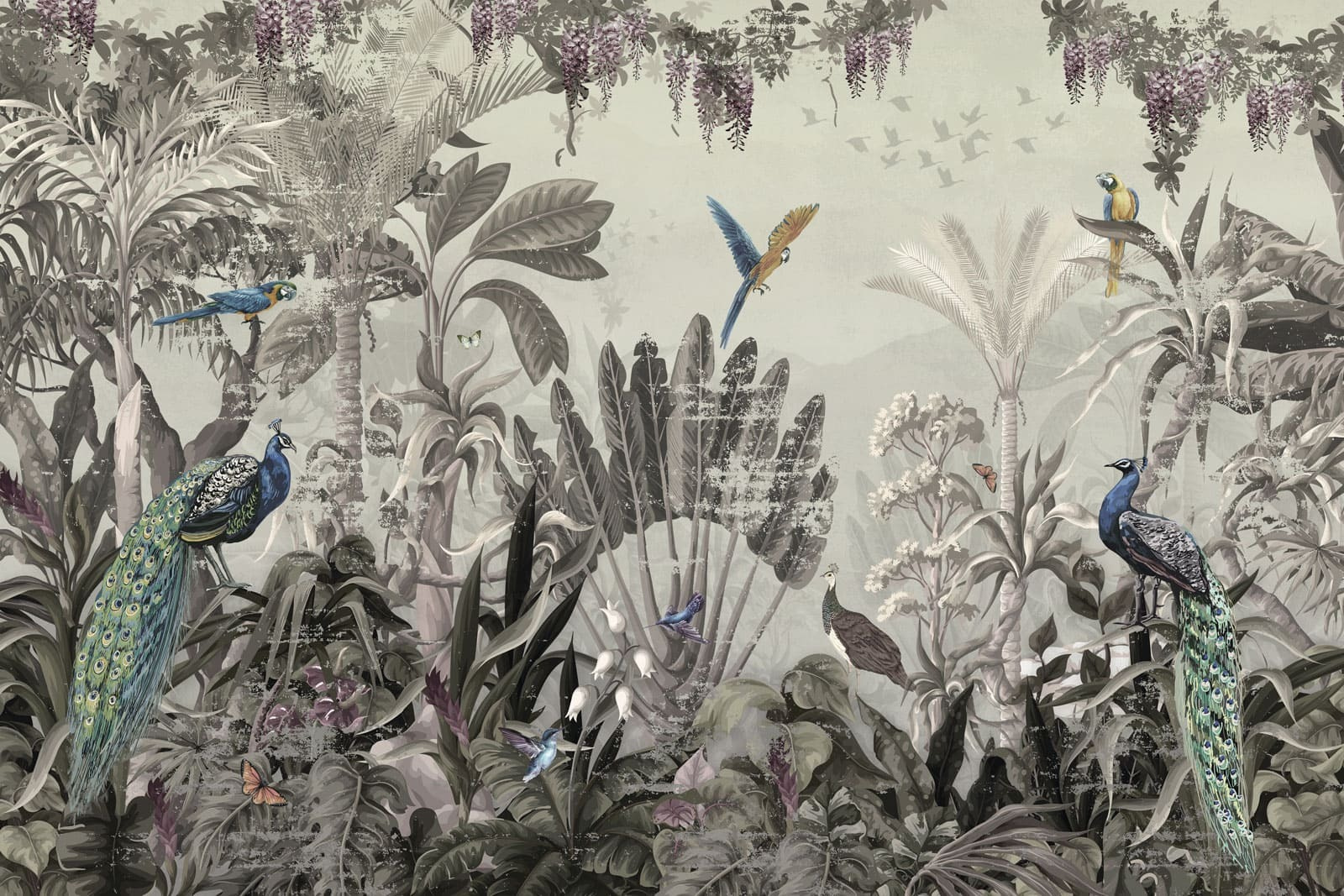 Wallpaper with birds and plants Wallpaper with birds and plants