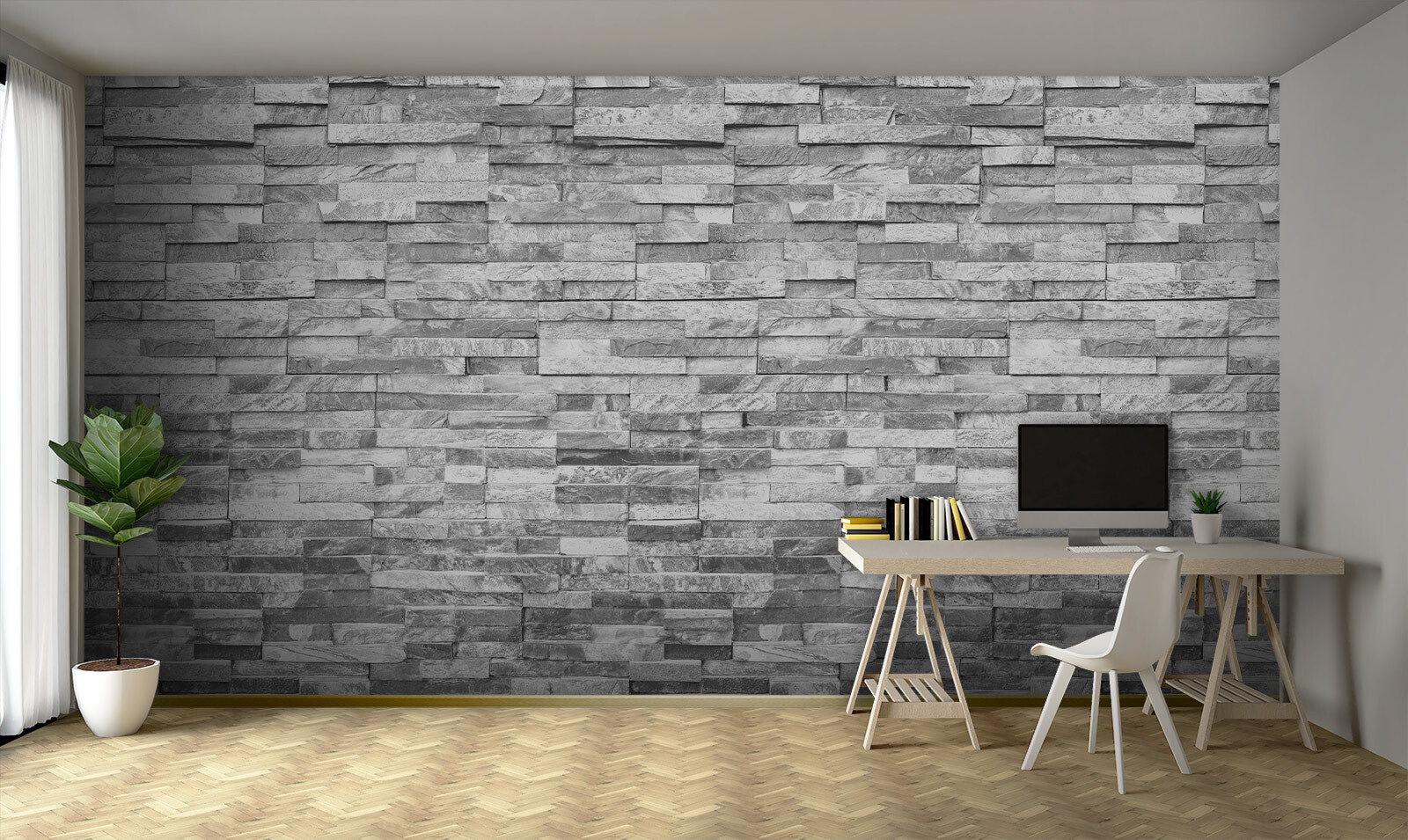 Textured stone wall in monochrome design Textured stone wall in monochrome design