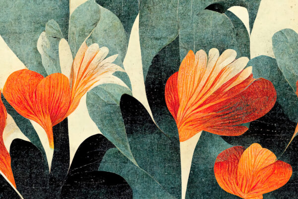 Painting of orange and white flowers