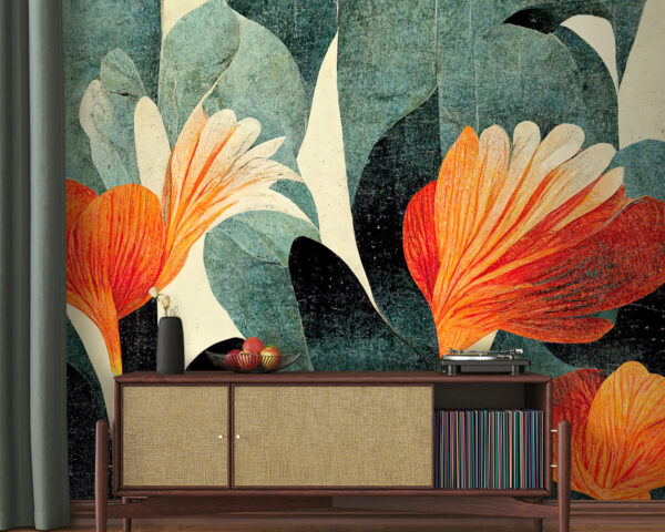 Fototapety Fototapety Maľba oranžových a bielych kvetov (Katalógové číslo: u74278)