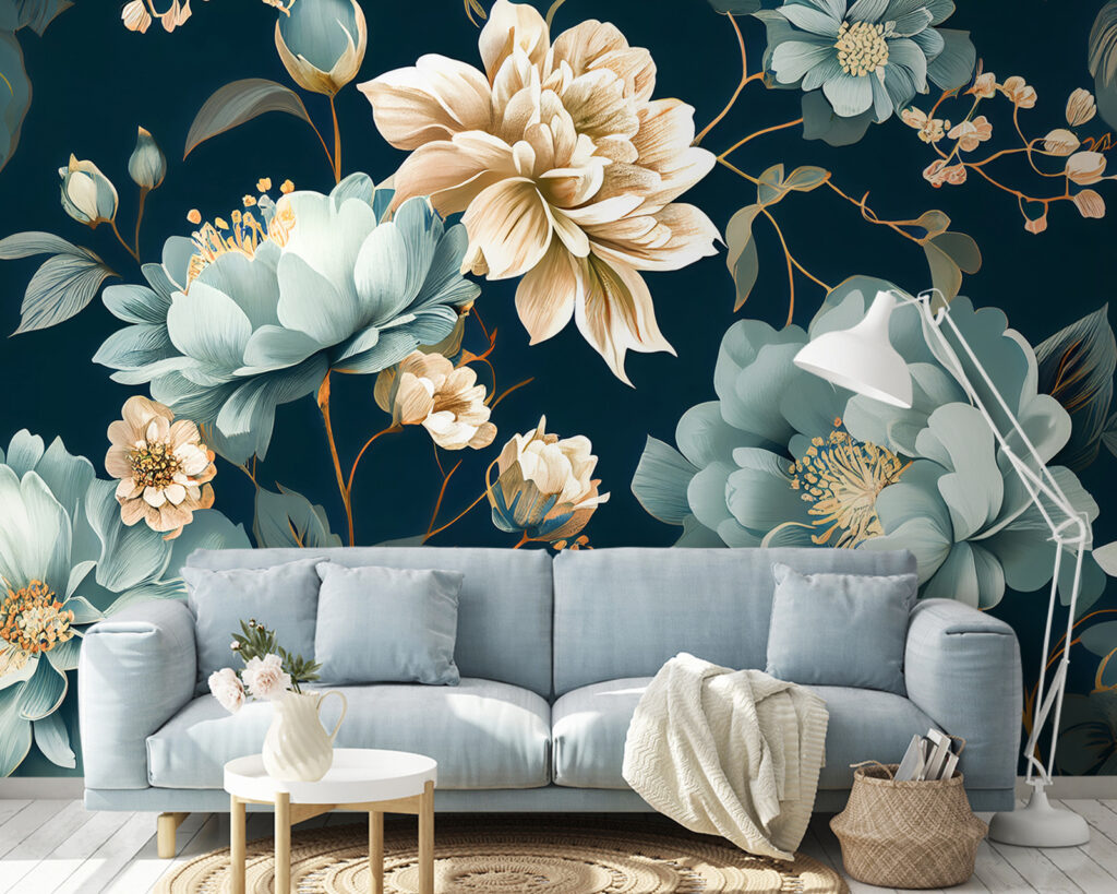 Floral pattern on a dark background