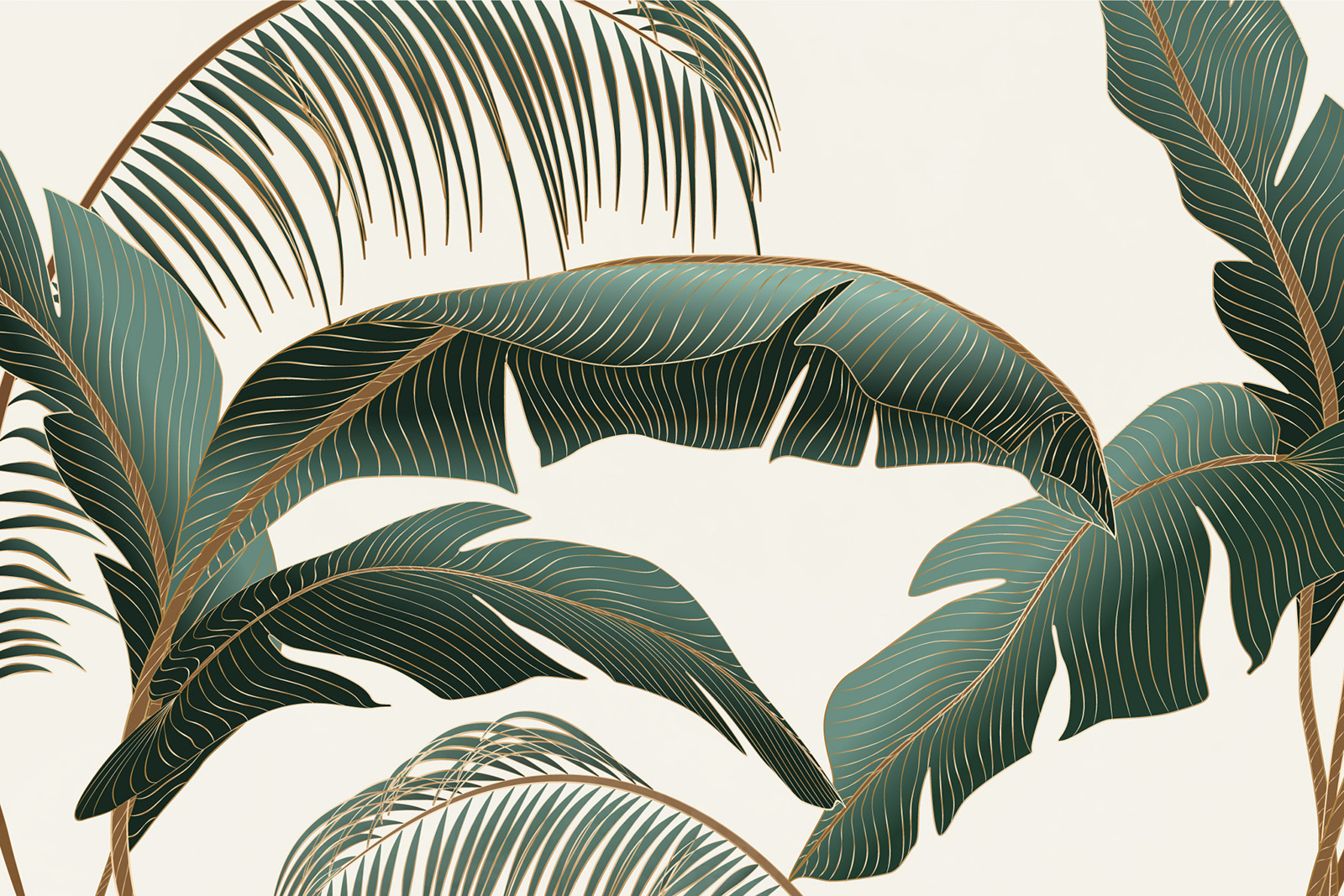 Tropical leaves on a light background