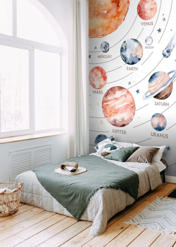 Watercolor of planets and stars Watercolor of planets and stars