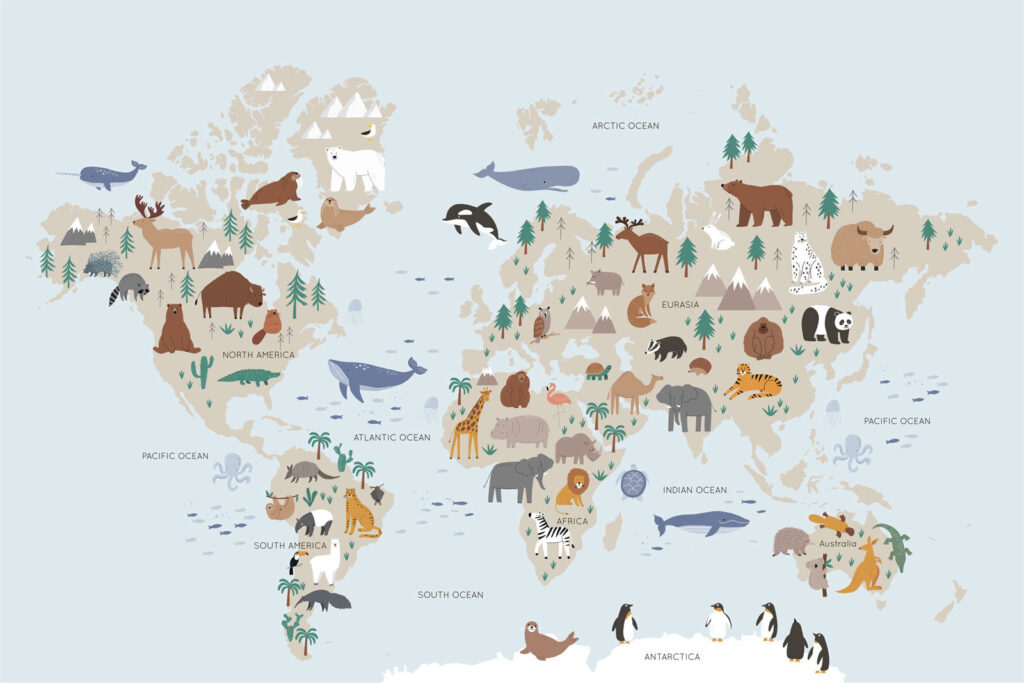 Mapa sveta so zvieratami Mapa sveta so zvieratami