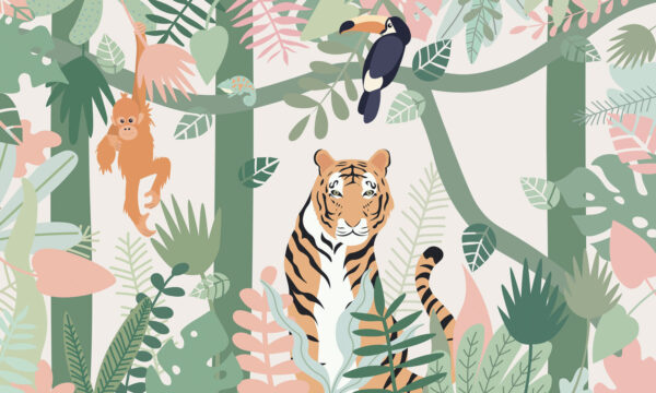 Tiger a vtáky v džungli Tiger a vtáky v džungli